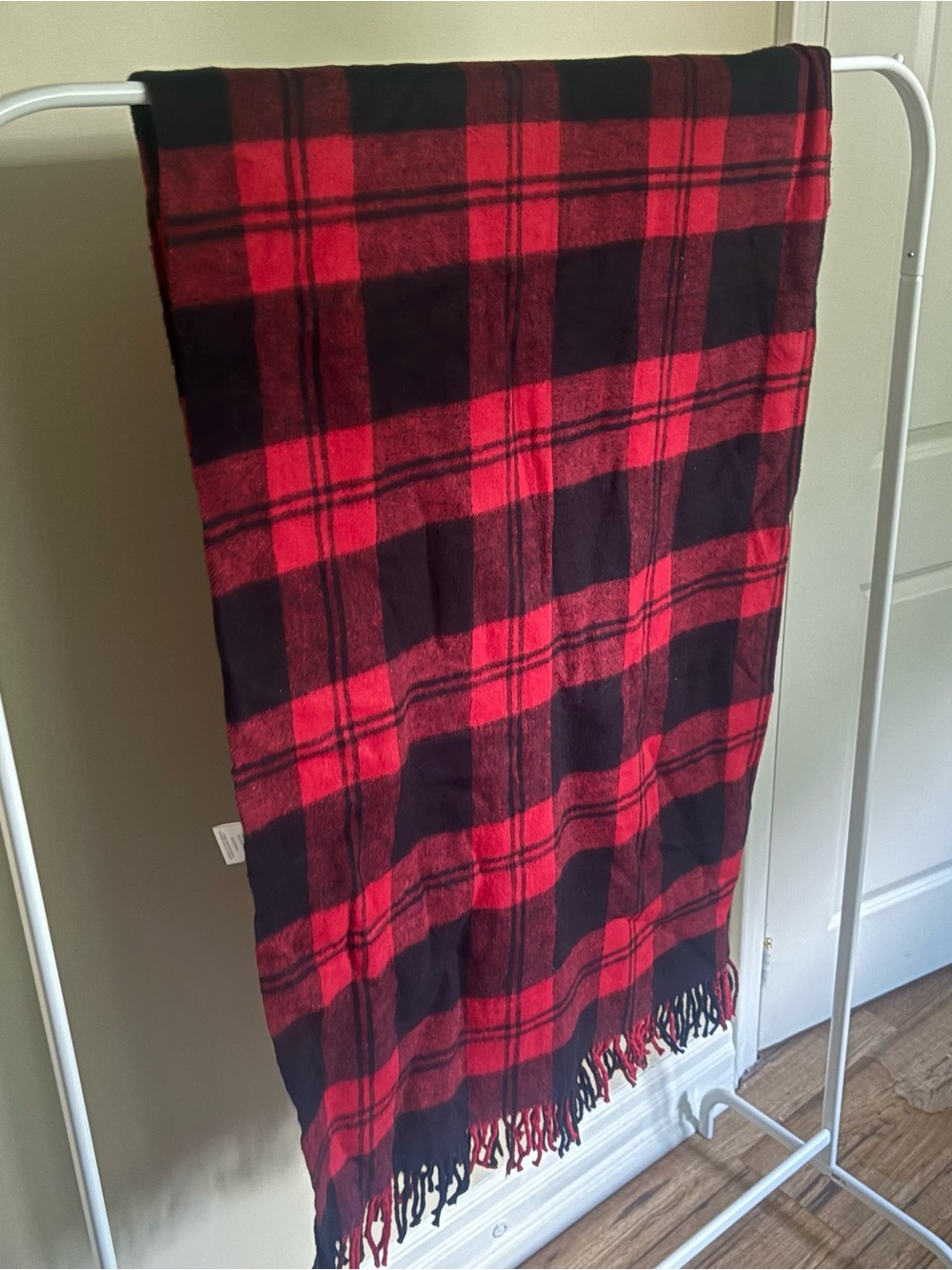 Cozy Red and Black Plaid Scarf or Throw Blanket